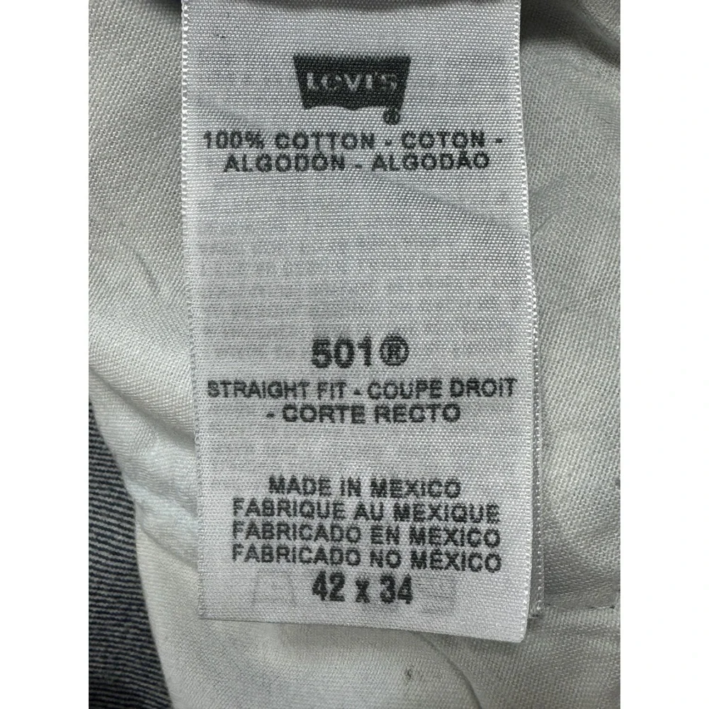 Levi's Mens 501 Straight Fit Button Fly Blue Jeans 42x34 Meas: 40x31.5